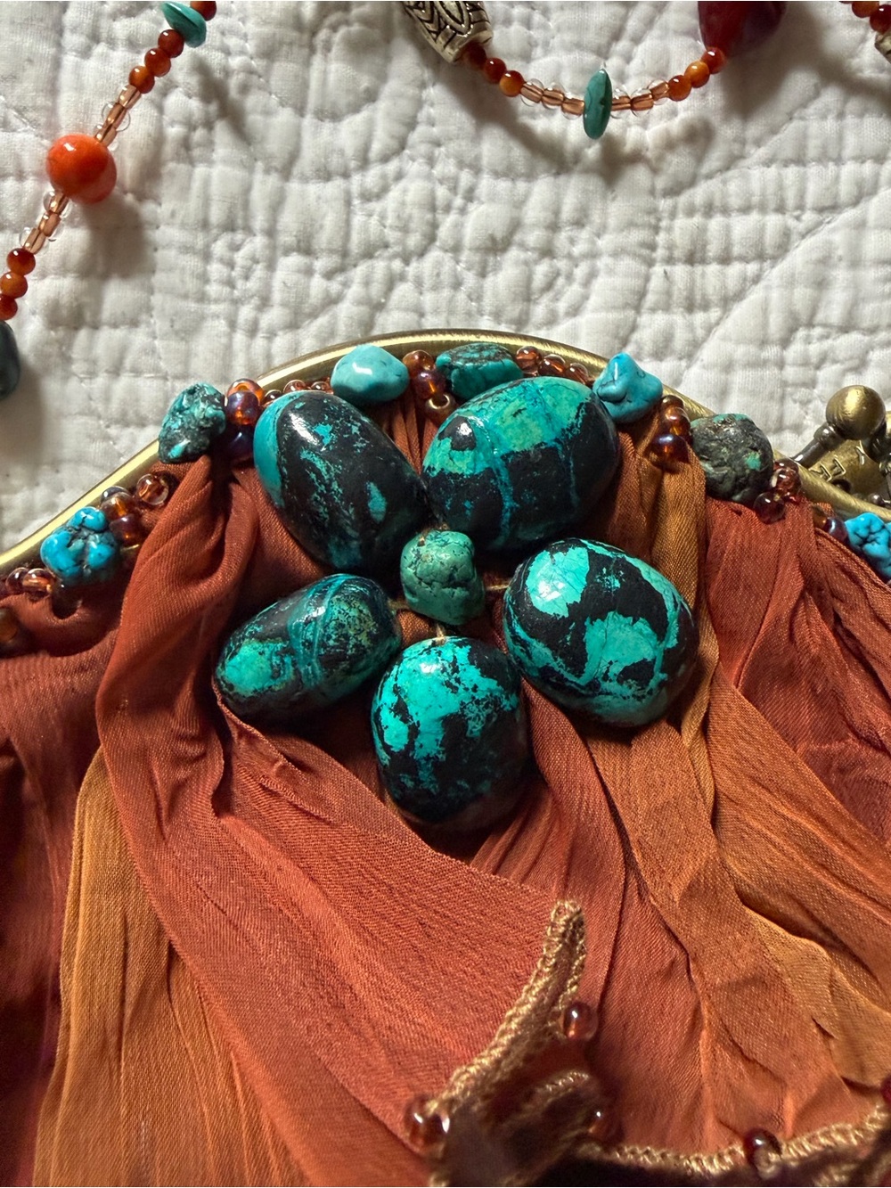 Mary Frances Multicolor Ruffled Crossbody with Turquoise Bead Accents - Picture 8 of 11